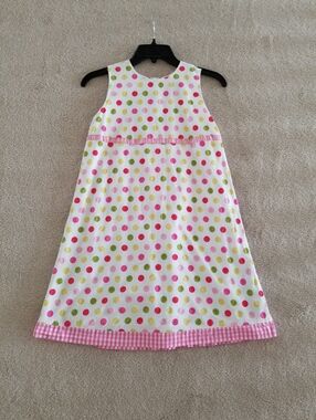 Mini Boden A-Line Confetti Polka Dot Sleeveless White Dress Size 9/10